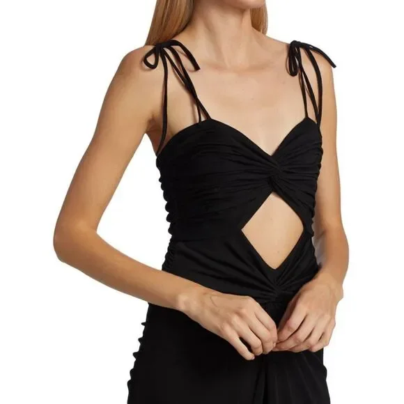 Cinq a Sept Harlin Black Cut-Out Hi-Low Evening Gown 6